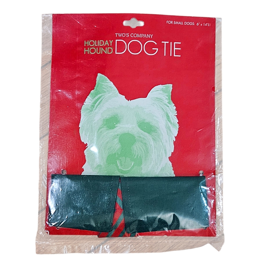 Two's Company Holiday Hound Red and Green Striped Dog Neck Tie Accessory NEW